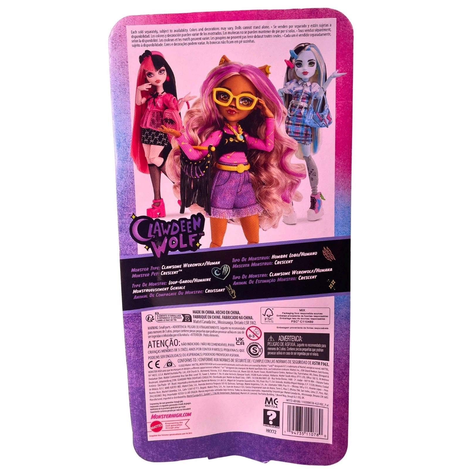 Mattel Monster High Clawdeen Wolf Doll 2 Pack New