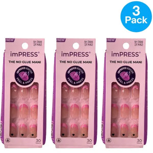 Kiss imPRESS Ditto Pink French Heart Press-On Nails 30 Count 3 Pack product display