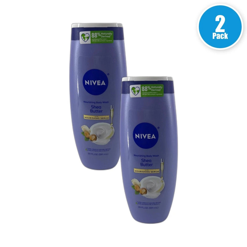 Nivea Shea Butter Body Wash Moisturizing Nourishing Dry Skin 20 Fl Pack of 2 New