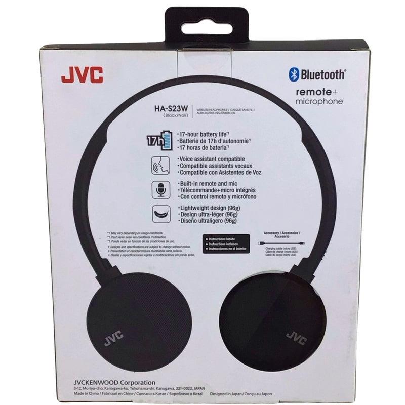 JVC HA-S23W Flats Wireless On-Ear Headphones Black 17 Hour Battery Voice Assista