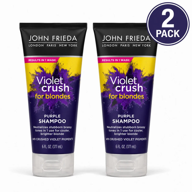 John Frieda Violet Crush for Blondes Purple Shampoo Brass Neutralizer 2 Pack