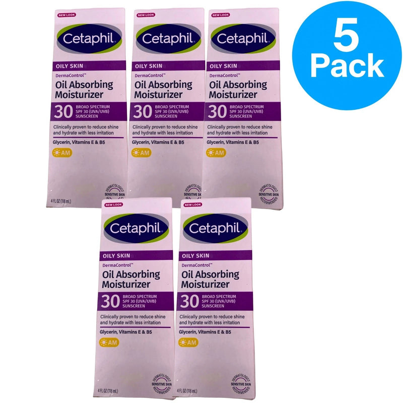 Cetaphil DermaControl Oil Absorbing Moisturizer SPF 30 4oz 5 Pack New Exp 03/27