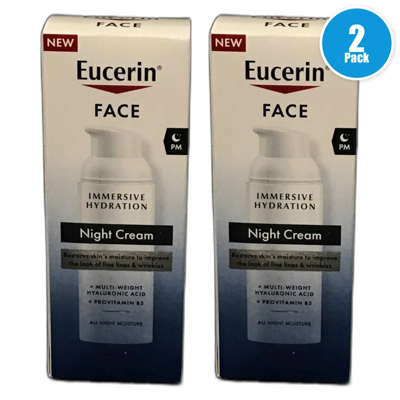 Eucerin Face Immersive Hydration PM Night Cream 2.5oz Overnight Pack of 2 New