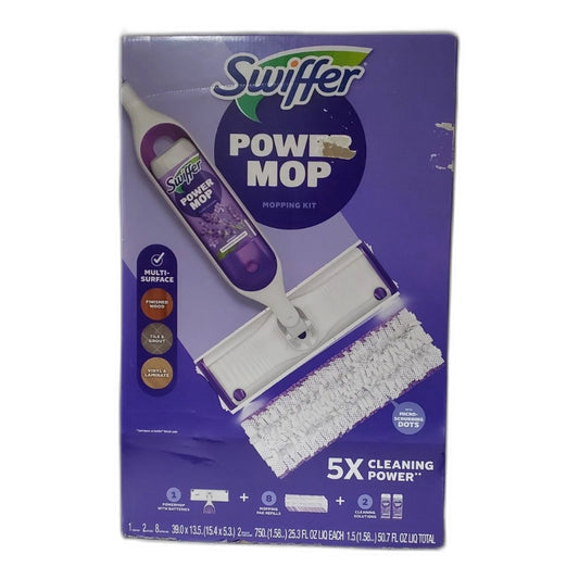Swiffer PowerMop Multi-Surface Mopping Kit Lavender Scent 8 Pads New