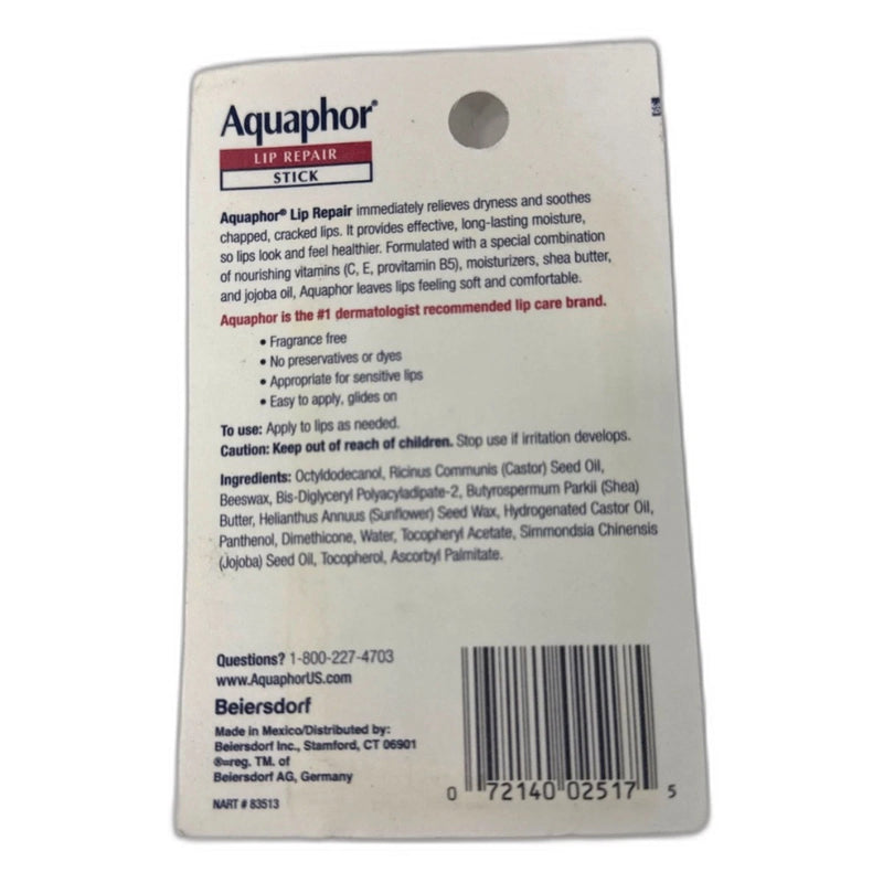 Aquaphor Lip Repair Stick Moisturizing Lip 12 Total Exp 01/28 Pack of 6 New