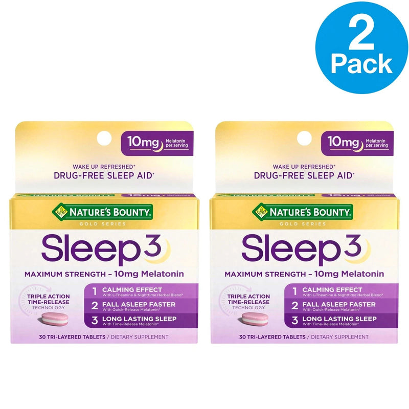 Nature’s Bounty Sleep3 10mg Melatonin 30 Tablets 2 Pack New Exp 11/2026