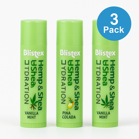 Blistex Hemp & Shea Hydration Lip Balm 0.15oz 3 Pack - New