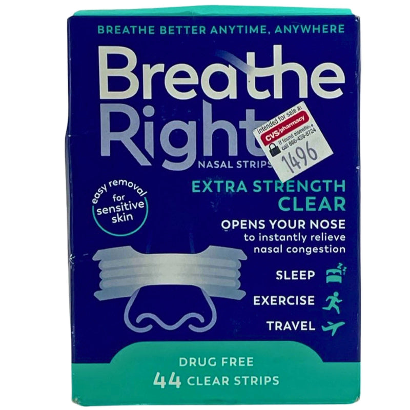 Breathe Right Extra Strength Clear Nasal Strips Sensitive Skin 44 Count 1 Pack