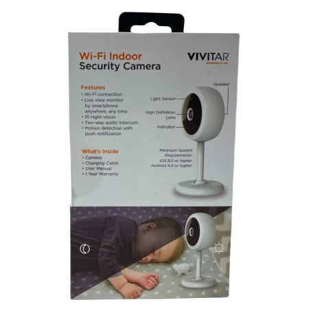 Vivitar Wi-Fi Indoor Security Camera Two-Way Audio Night Vision New