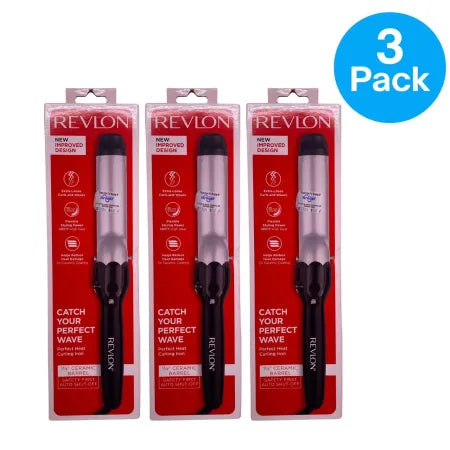 Revlon Perfect Heat Curling Iron 1½" Ceramic Barrel 3 Pack New