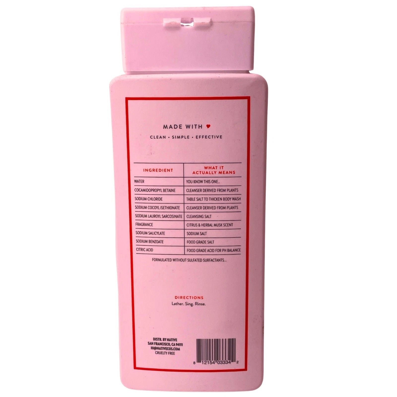 Native Body Wash Citrus & Herbal Musk 18oz 3 Pack New