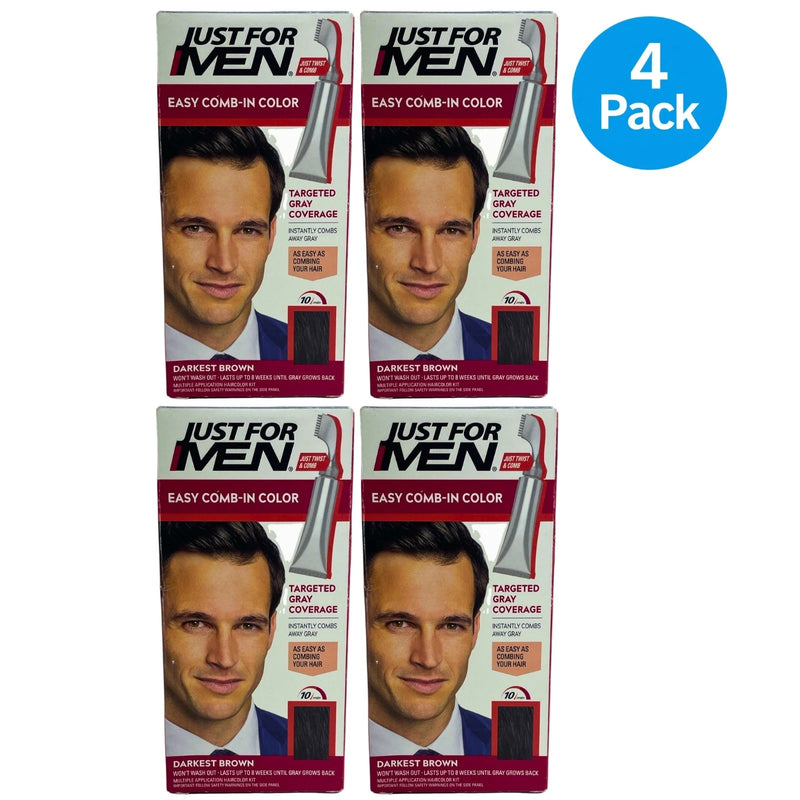 Just For Men Easy Comb-In Color Haircolor Darkest Brown A-50 Targeted Gray Cover