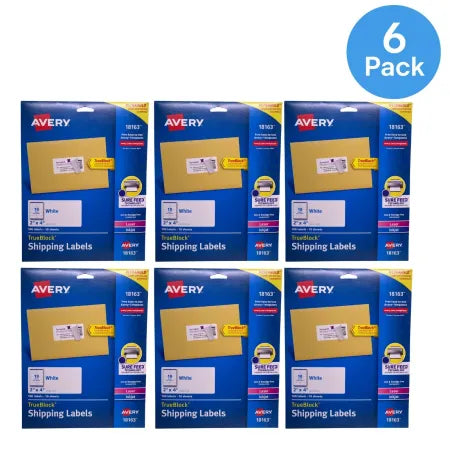 Avery 18163 TrueBlock Shipping Labels 2"x4" 6 Pack New