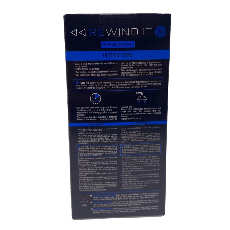 Rewind It 10 Beard & Mustache Color Jet Black 2 Pack New