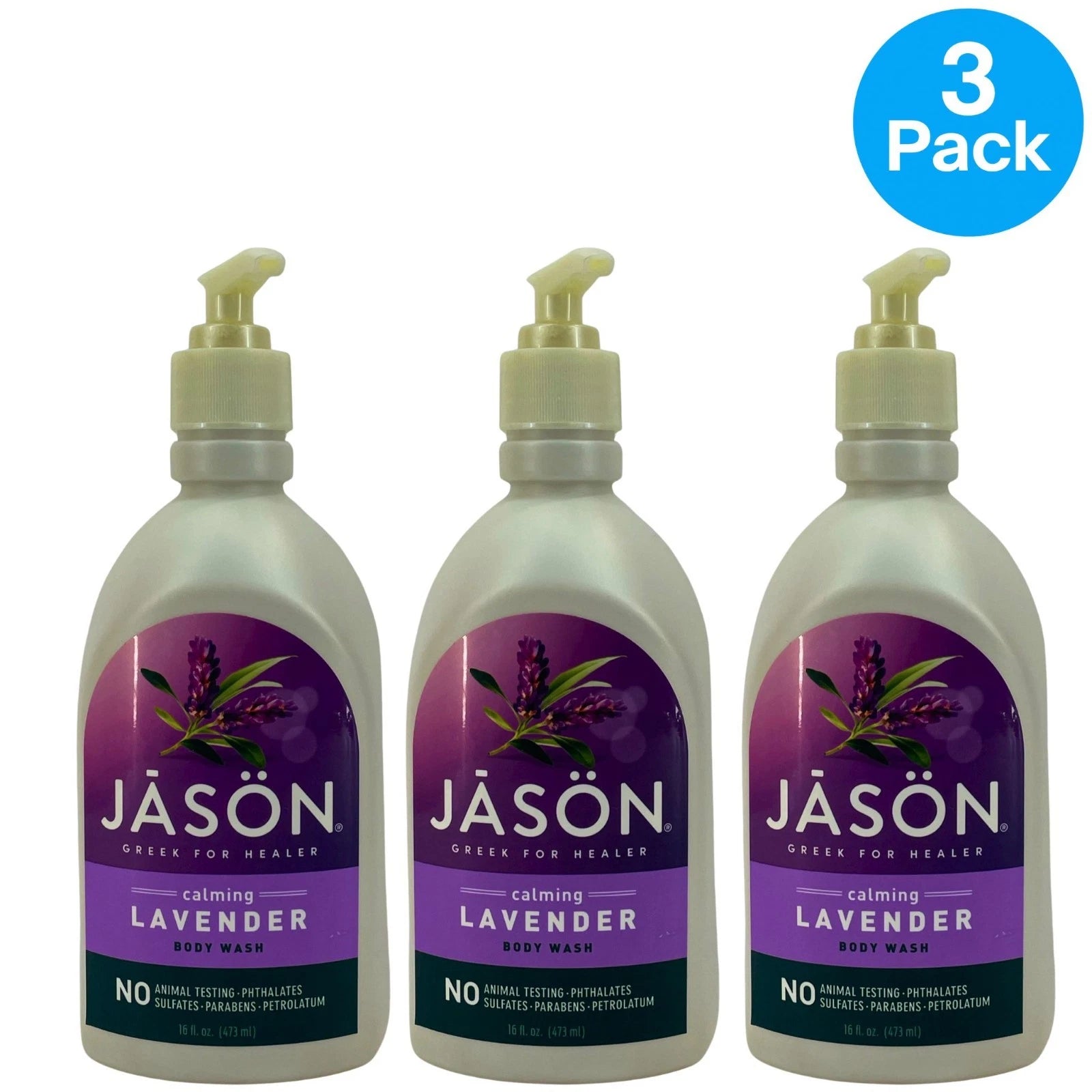 JASON Calming Lavender Body Wash Vitamin E & B5 16 oz 3 Pack New 1
