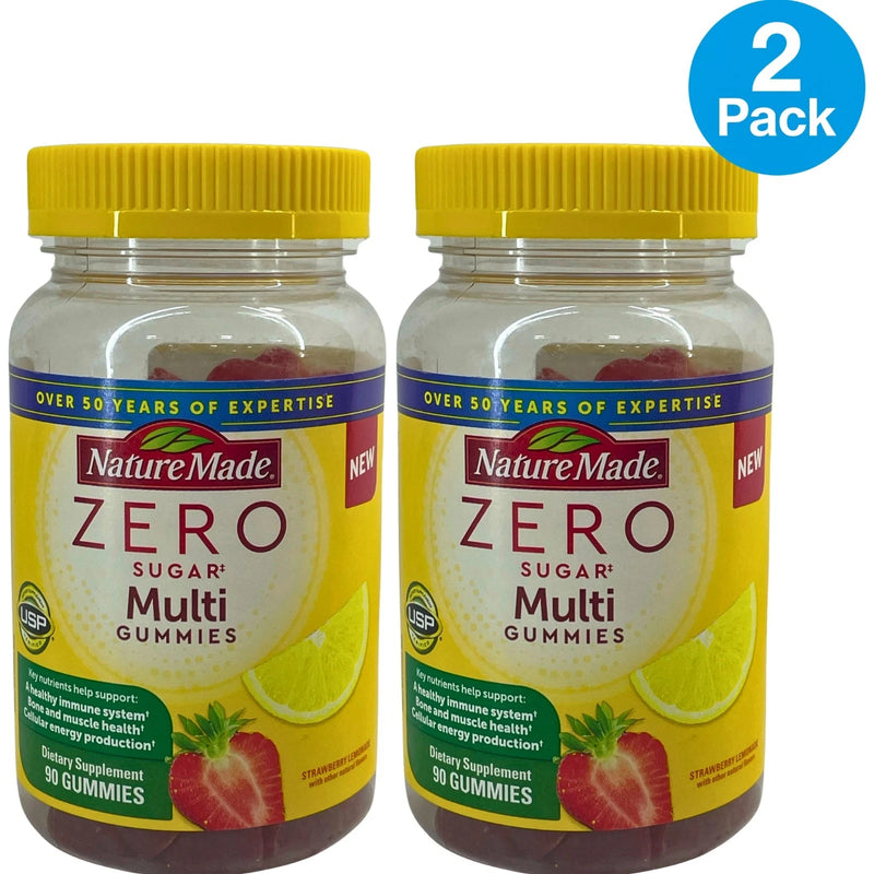 Nature Made Zero Sugar Multi Gummies Strawberry Lemonade 90 Ct 2 Pack New