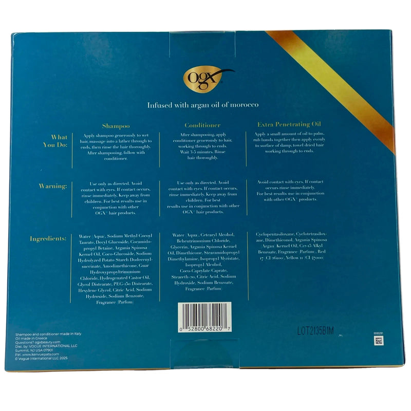 OGX Renewing + Argan Oil of Morocco Hair Set Travel Trio 2 Pack Bundle