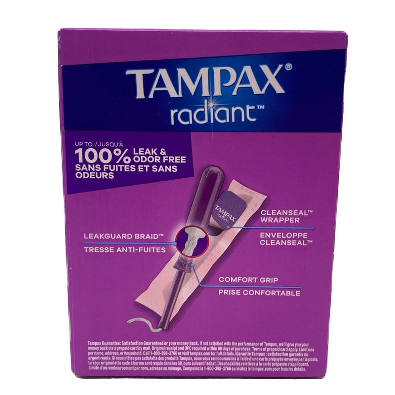 Tampax Radiant Super Tampons Unscented 14 Count 3 Pack New