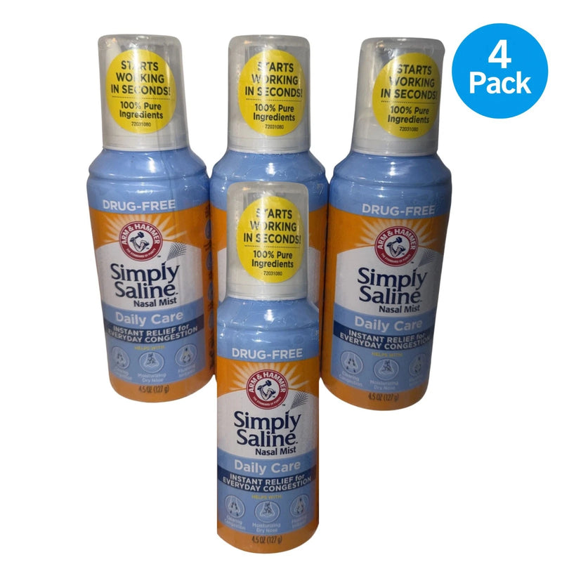 Arm & Hammer Simply Saline Daily Care Nasal Mist 4.5 oz 4 Pack New