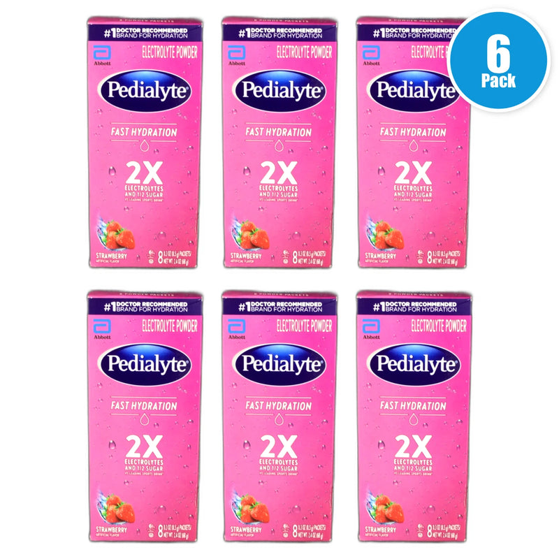 Pedialyte Fast Hydration Electrolyte Powder Strawberry Exp 12/26 Pack of 6 New