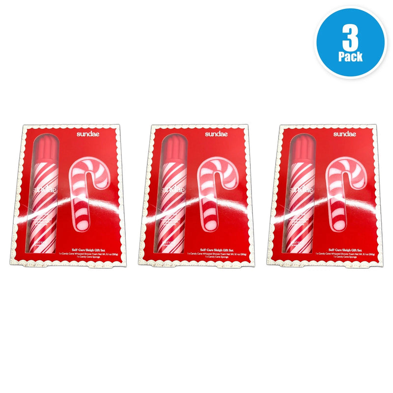 Sundae Self-Care Sleigh Gift Set Candy Cane Shower Foam Pack of 3 New