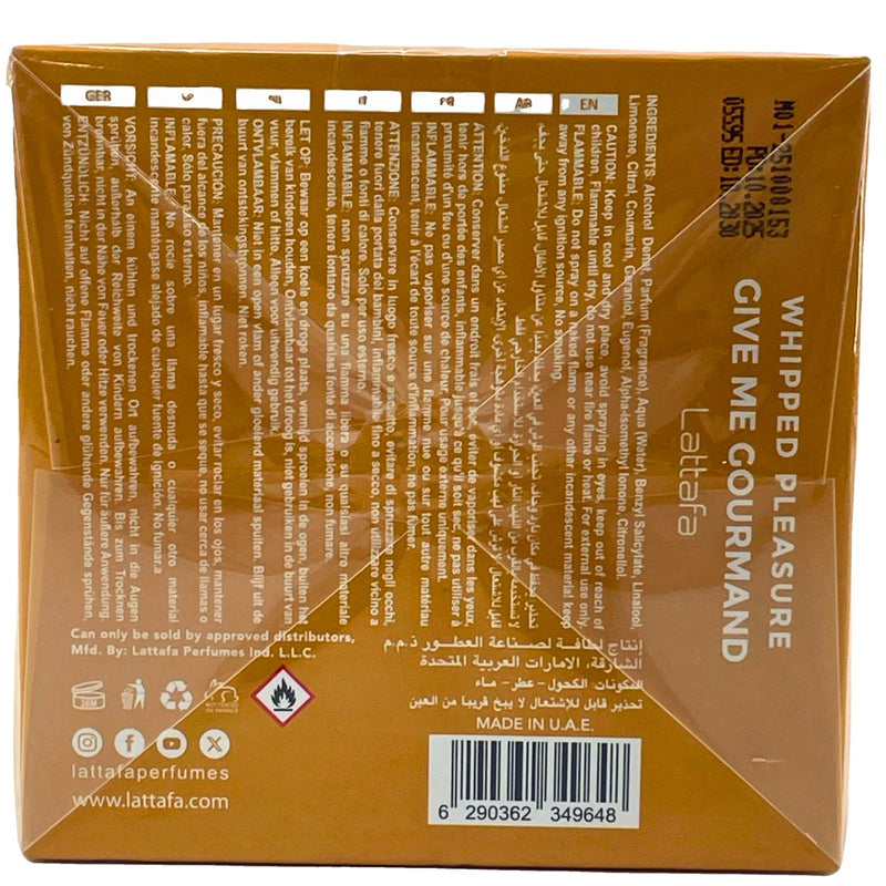 Lattafa Give Me Gourmand Whipped Pleasure Eau de Parfum Spray 75ml 2.53oz 1 Pack