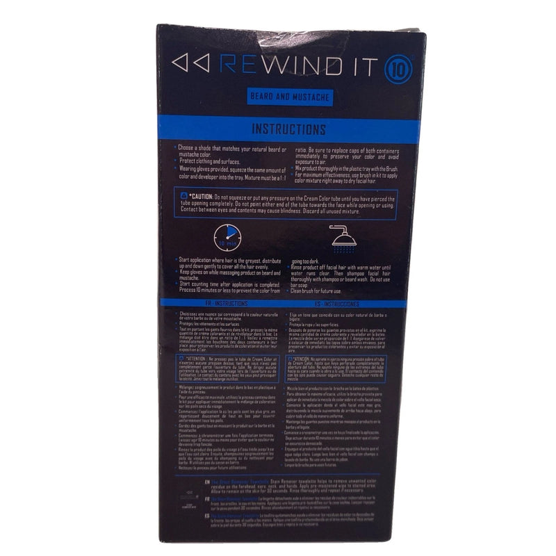 Rewind It 10 Beard & Mustache Color Dark Brown 2 Pack New