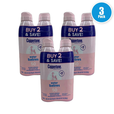 Coppertone WaterBabies Lotion Water 6 Total Exp 07/27 Pack of 3 New