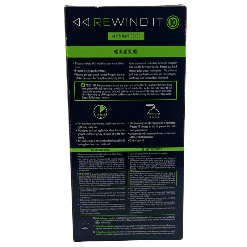 Rewind It 10 Men's Hair Color Dark Brown Italian Color Single Application 2 Pack