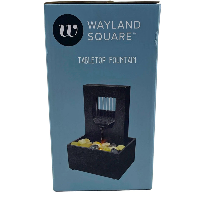 Wayland Square Fountain Raining Spout LED Lights River Rocks Cordless 2 Pack New
