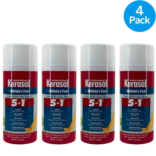 Kerasal Athlete’s Foot Invisible Powder Spray 2 Oz 4 Pack New