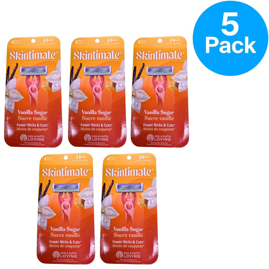 Skintimate Vanilla Sugar Disposable Razors 4 Count 5 Pack Bundle New