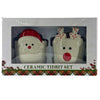 Christmas Ceramic Tidbit Bowls Set Holiday Santa & Reindeer 2 Pack Bundle