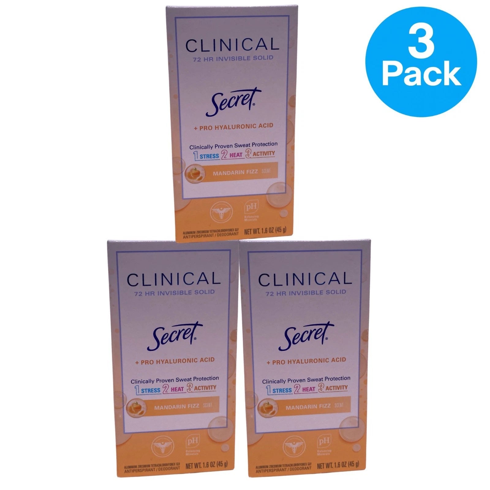 Secret Clinical 72HR Invisible Solid Deodorant 1.6oz 3 Pack New