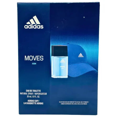 Adidas Moves for Him Gift Set – Eau de Toilette 1.0 oz + Adidas Cap – New 1