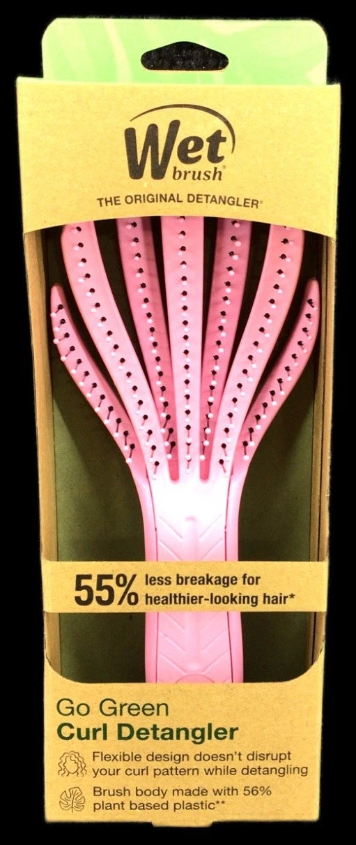 Go Green Curly Hair Detangler Brush Soft Flexible Bristles Pack of 3 New