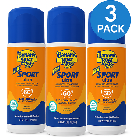 Banana Boat Sport SPF 60+ Roll-On 2.5 oz (3 Pack) Exp 12/2025 New