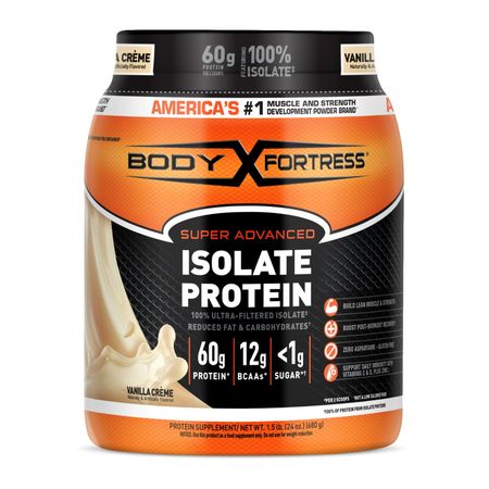 Body Fortress Super Advanced 100% Ultra-filtered Isolate Protein Powder, Vanilla, 1.5lbs (Packaging May Vary) 1