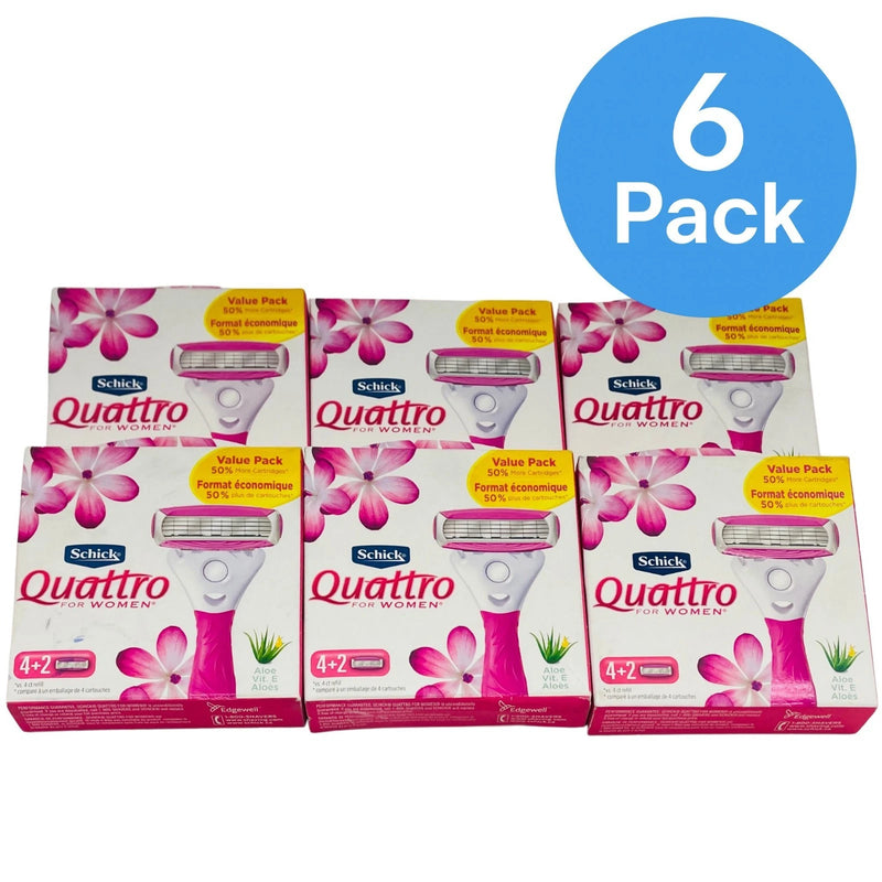 Schick Quattro for Women 4+2 Razors Cartridges – 6 Pack – New
