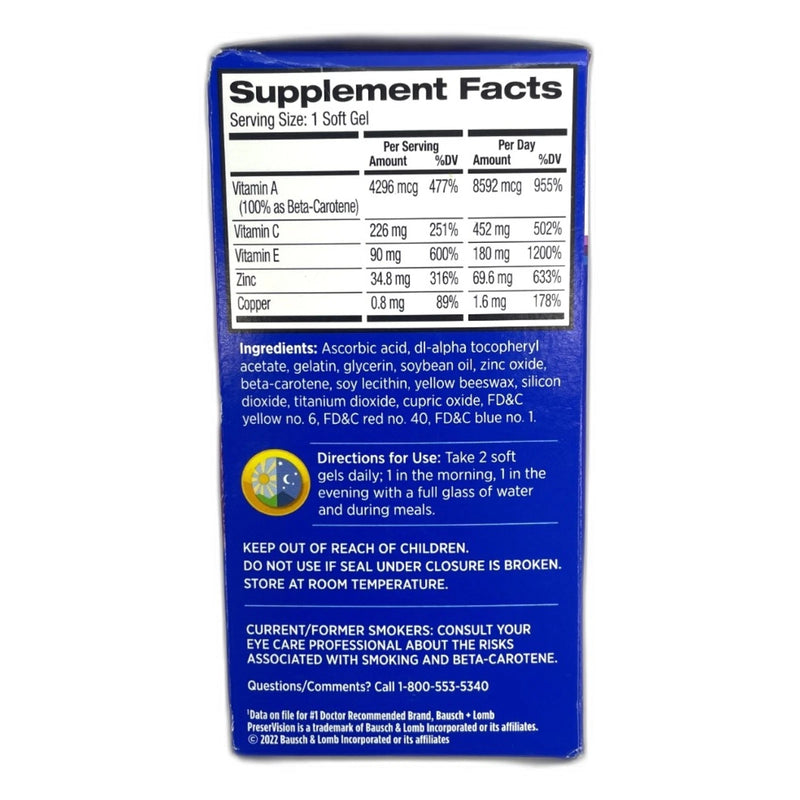 Bausch + Lomb Vitamin Mineral Supplement Eye Health 120 Exp 06/27 Pack of 3 New