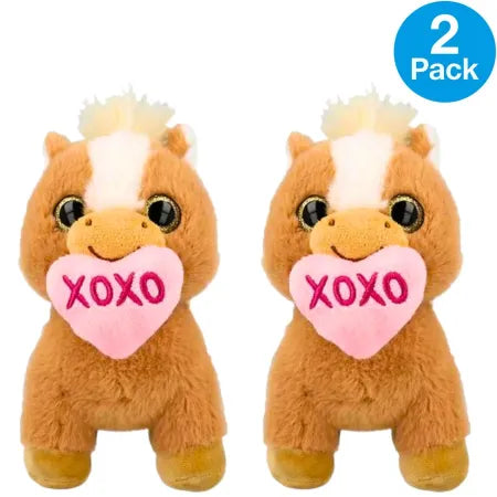 Play Right Valentine Horse Plush XOXO Heart 9 inch 2 Pack