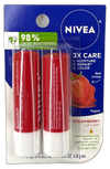 Nivea Strawberry Tinted Lip Care Enriched 4 Total Pack of 2 New