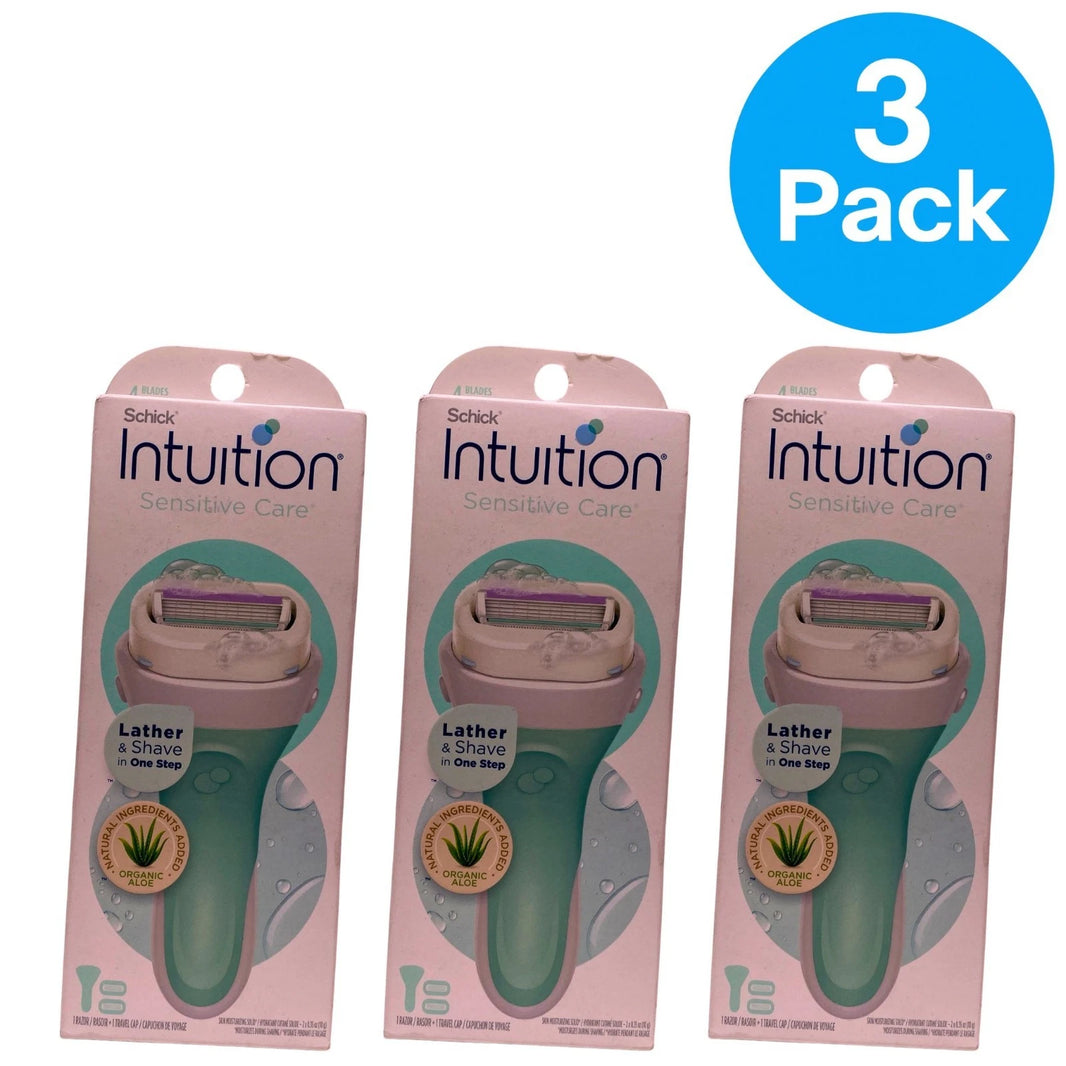 Schick Intuition Sensitive Care Lather & Shave In One Step 3 Pack Bundle New