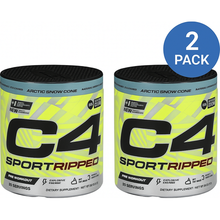 C4 Sport Ripped Pre-Workout Arctic Snow Cone 280g 2 Pack Exp 06/2026 New