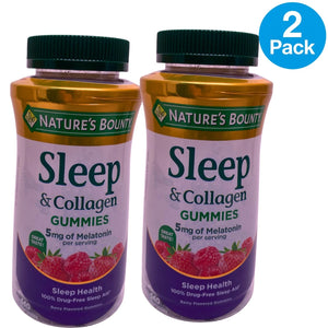 Nature's Bounty Sleep & Collagen Gummies 5 mg Melatonin 100 mg Collagen Berry