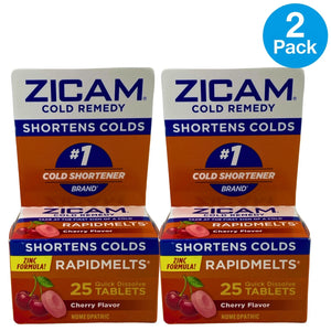 Zicam Cold Remedy RapidMelts Cherry Quick Dissolve 25 Tab 2 Pack Exp 04/28 New