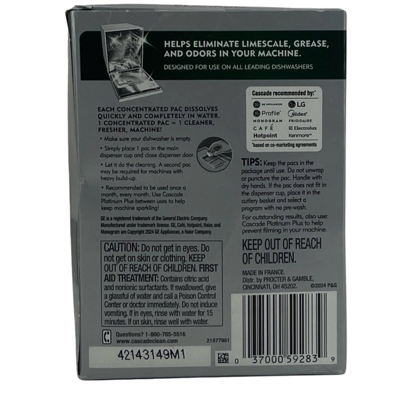 Cascade Platinum Dishwasher Cleaner 3 ct 2 Pack New
