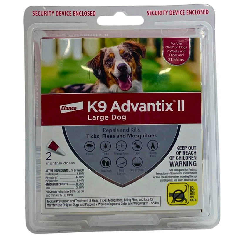 Elanco K9 Advantix II Flea Tick Prevention Large Dogs 21-55 lbs 2 Doses 1 Pack