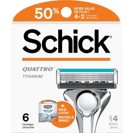 Schick Quattro Titanium Men's Razor Blade Refills, 6 Ct