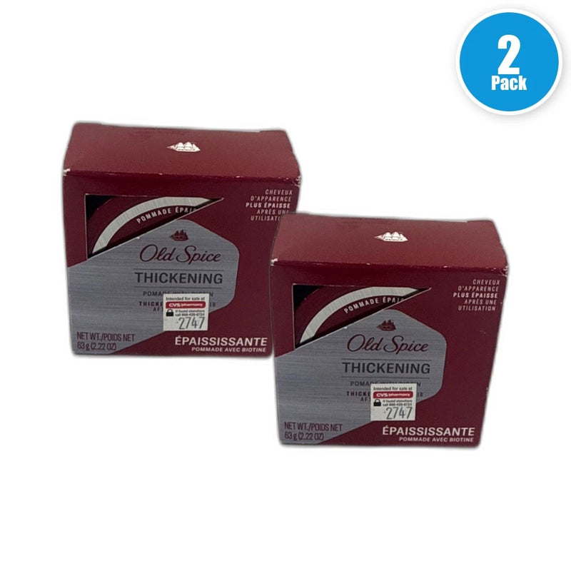 Old Spice Thickening Pomade with Thicker Looking Hair 2.22 Oz Pack of 2 New
